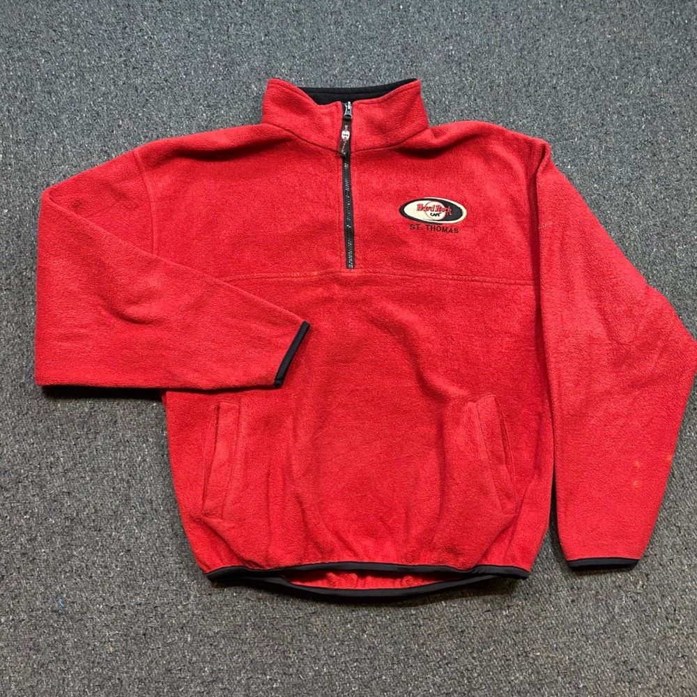 Hard Rock Cafe Fleece Pullover Sz S Red Gorpcore St Thomas Quarter Zip